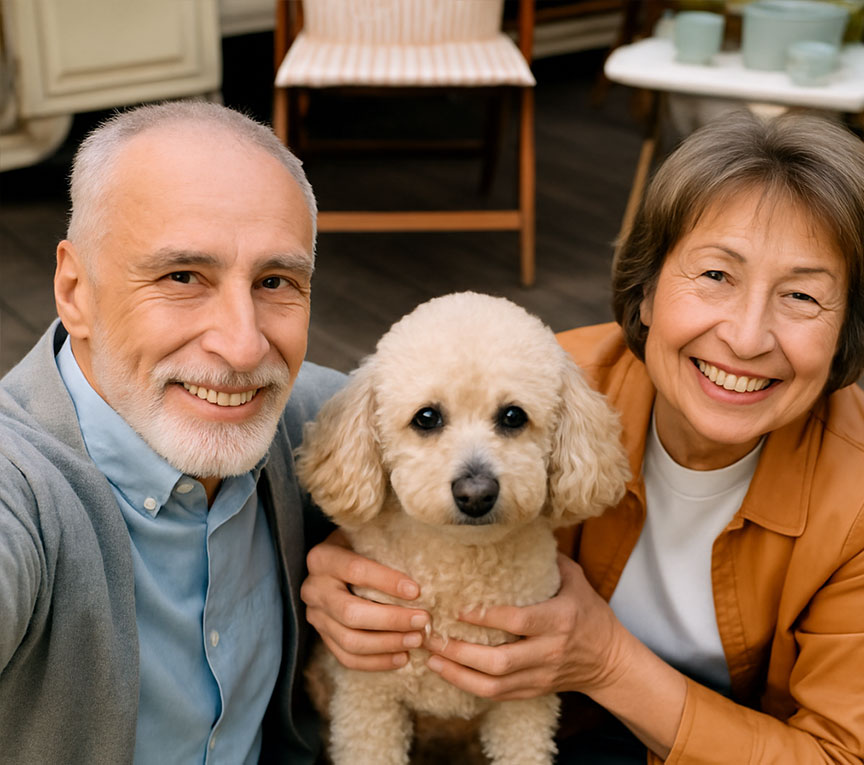 Older couple with dog